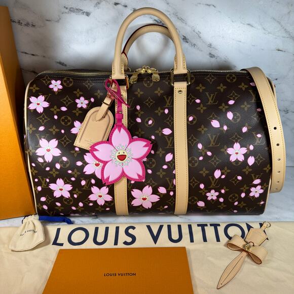 Louis Vuitton Murakami Cherry Blossom Keepall Bag 45 LV X TM Monogram Carry-On - Picture 1 of 16